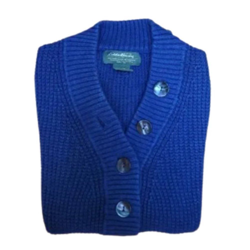 Eddie Bauer cotton waffle knit pullover sweater navy size XS